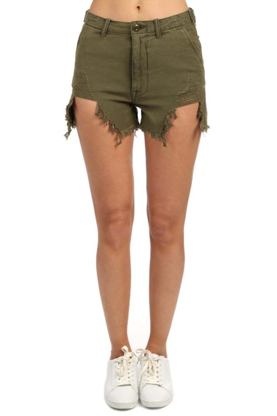  알13 숏팬츠 R13 디스트레스드 캠프 숏 퍼티그 올리브