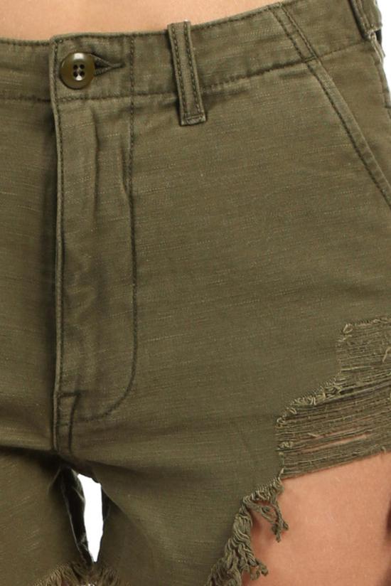  알13 숏팬츠 R13 디스트레스드 캠프 숏 퍼티그 올리브 - R13