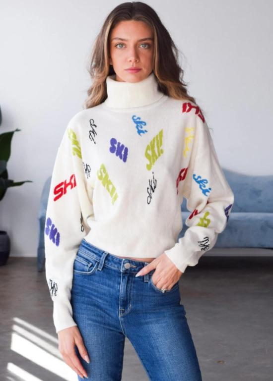  네버 어 월플라워 터틀넥 그래픽 스키  크림