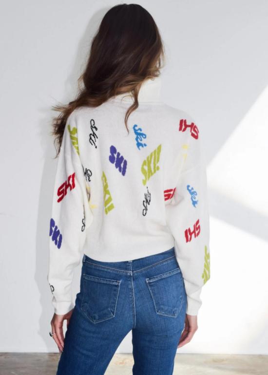  네버 어 월플라워 터틀넥 그래픽 스키  크림 - NEVER A WALLFLOWER