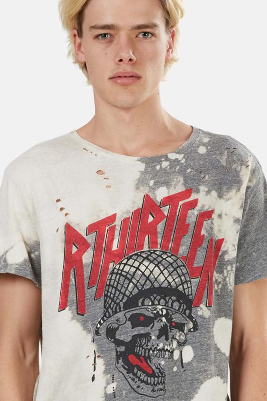  알13 반팔 티셔츠 R13 배틀 펑크 보이 티셔츠 그레이/블리치드 - R13