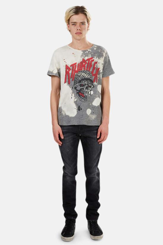  알13 반팔 티셔츠 R13 배틀 펑크 보이 티셔츠 그레이/블리치드 - R13