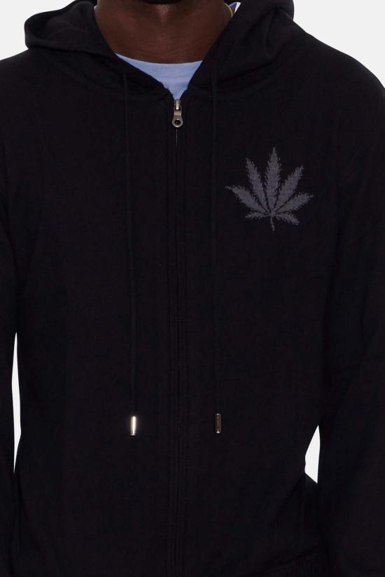  Blue&Cream 자켓 블루&크림 리프 인타르시아 지퍼 블랙 리드/라바 - BLUE&CREAM