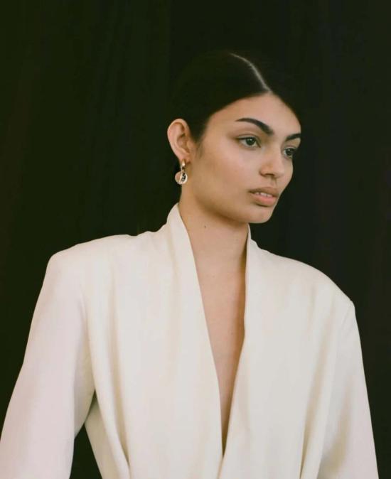  모던 위빙 이어링 Mookaite가 들어간  미니 C 커브 후프 - MODERN WEAVING