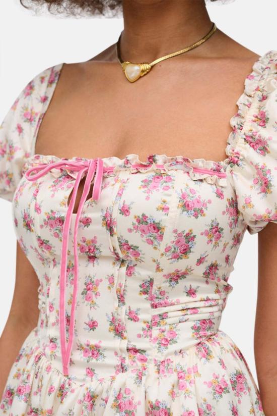  포러브앤레몬스 숏 원피스 For Love & Lemons 에티엔 미니 드레스 핑크 - FOR LOVE & LEMONS