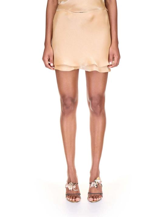  프리스카베라 숏 스커트 레이어드 미니스커트 카라멜