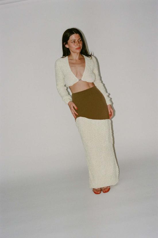  패리스 조지아 민소매 티셔츠 파리 조지아 팝콘 크롭탑 버터 - PARIS GEORGIA