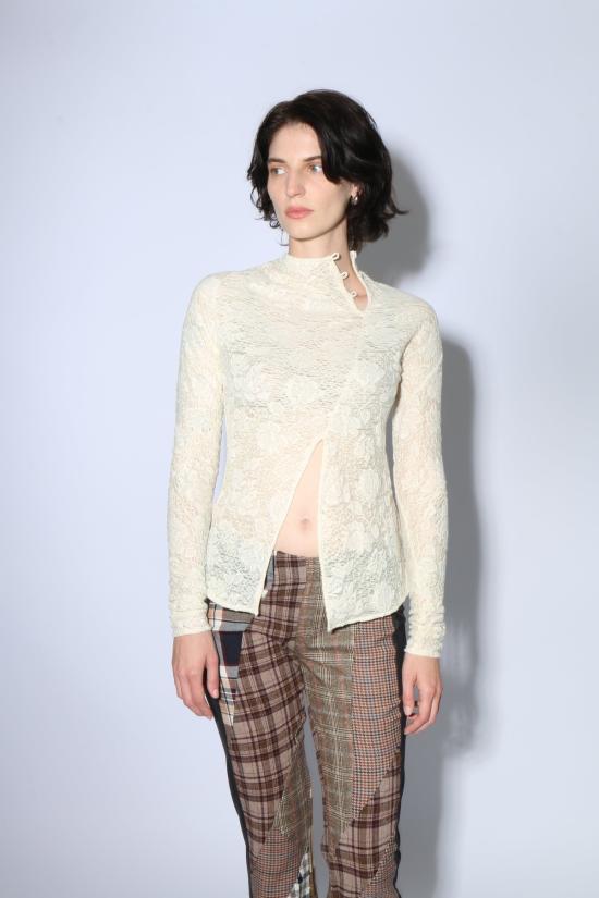  Yuhan Wang 셔츠 유한왕 자카드 탑 샴페인 플로럴