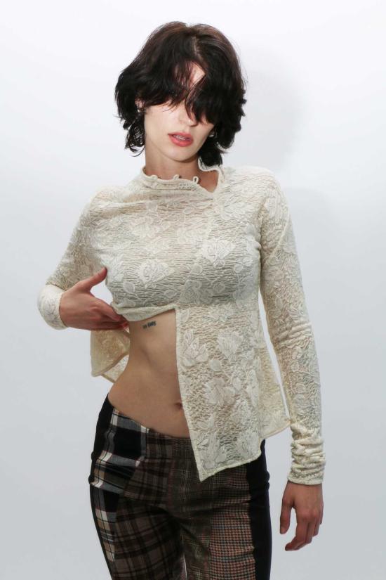  Yuhan Wang 셔츠 유한왕 자카드 탑 샴페인 플로럴 - YUHAN WANG