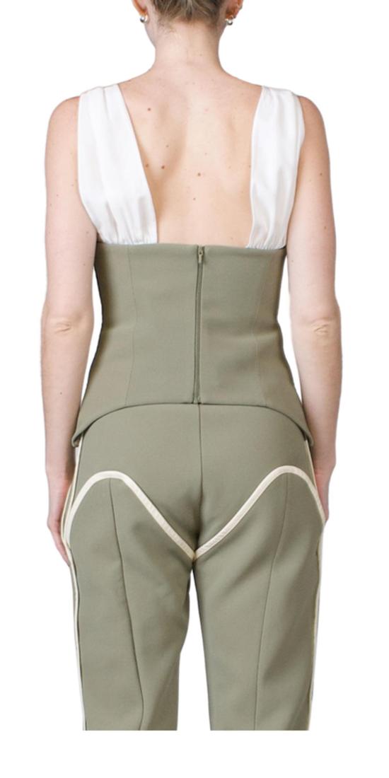  패리스 조지아 민소매 티셔츠 파리 조지아 마할라 보디스 카키/크림 - PARIS GEORGIA