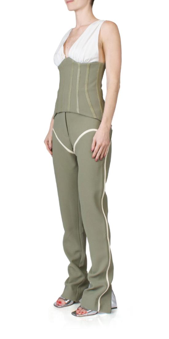  패리스 조지아 민소매 티셔츠 파리 조지아 마할라 보디스 카키/크림 - PARIS GEORGIA