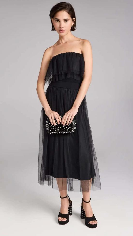  어텀 캐시미어 미디 스커트 가을 캐시미어 튜울 스커트 블랙