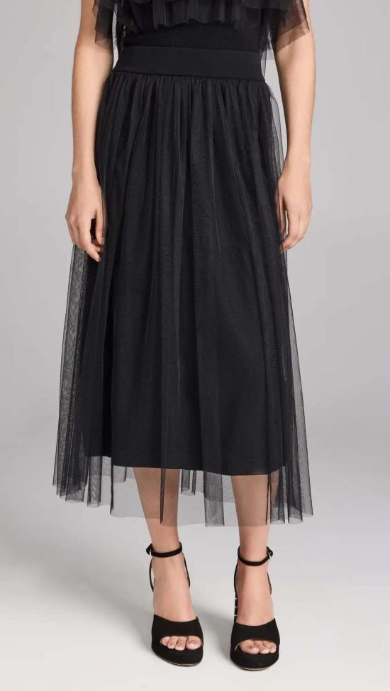  어텀 캐시미어 미디 스커트 가을 캐시미어 튜울 스커트 블랙 - AUTUMN CASHMERE