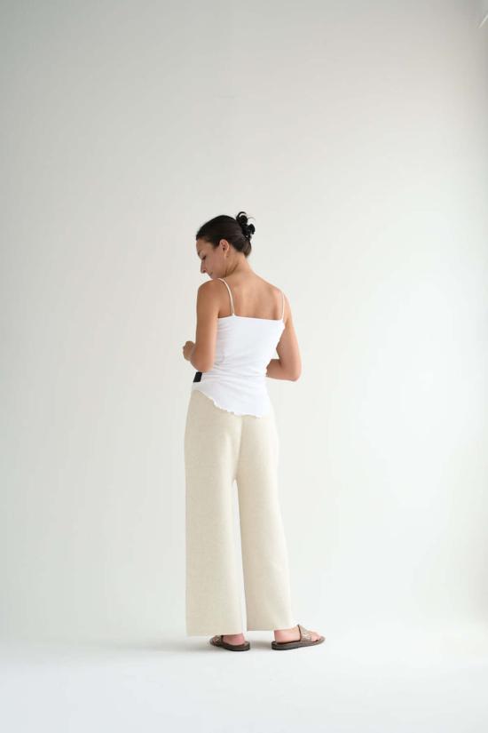  로렌 마누지안 스트레이트 팬츠 더블 니트 팬츠 헤시안 - LAUREN MANOOGIAN