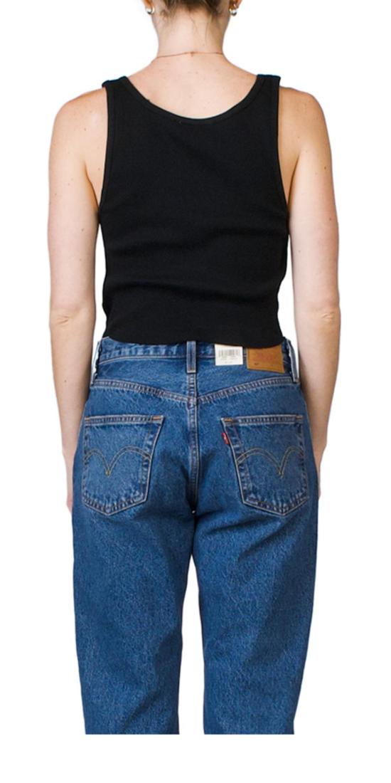  에태르네 민소매 티셔츠 에테르네 크롭드 스쿠프넥 탱크 블랙 - ETERNE