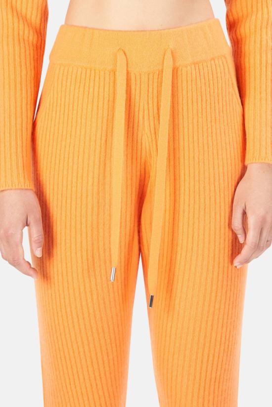  더 타일 클럽 스트레이트 팬츠 타일 클럽 플로렌스 리브드 캐시미어 팬츠 오렌지 - THE TILE CLUB