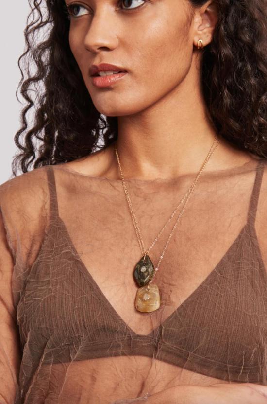  찬 루 목걸이/팬던트 14k 그린 가넷 목걸이