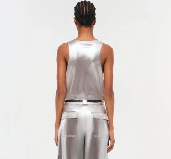  심카이 민소매 티셔츠 카마리 U 넥 탱크 실버 - SIMKHAI