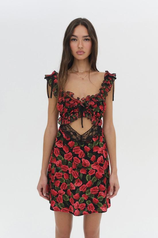  포러브앤레몬스 숏 원피스 For Love & Lemons 바베라 미니 드레스 레드