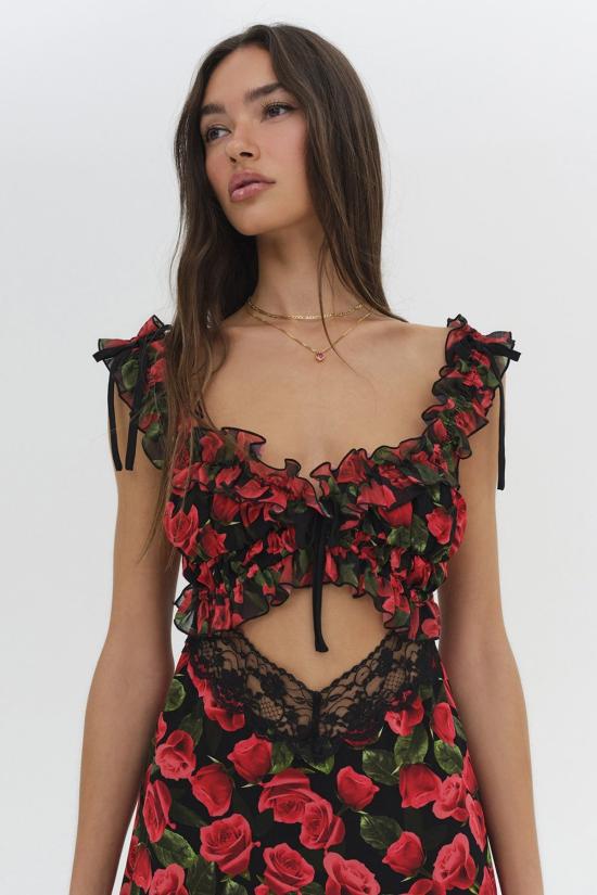  포러브앤레몬스 숏 원피스 For Love & Lemons 바베라 미니 드레스 레드 - FOR LOVE & LEMONS