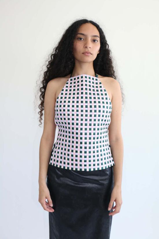  Super Yaya 민소매 티셔츠 슈퍼 야야 A 탑 위브 탑 멀티