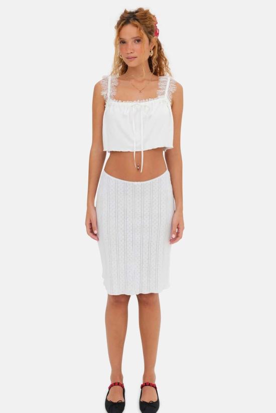  포러브앤레몬스 민소매 티셔츠 포 러브 앤 레몬스 조안 크롭 탑 화이트 - FOR LOVE & LEMONS