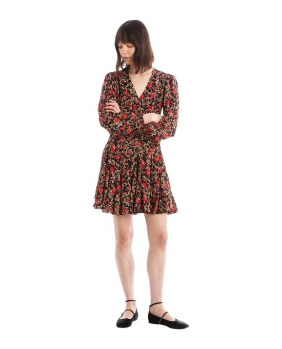  로드 숏 원피스 리조트 카로 드레스 레드 플로럴/블랙 - RHODE
