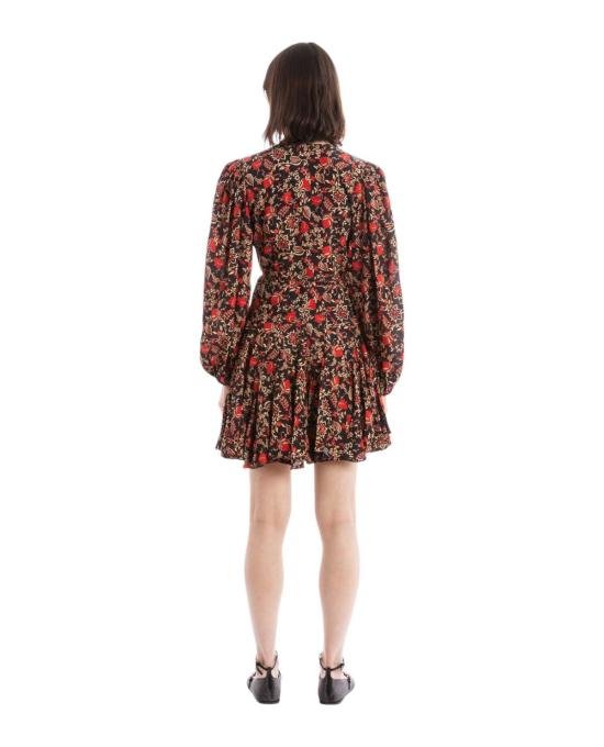  로드 숏 원피스 리조트 카로 드레스 레드 플로럴/블랙 - RHODE