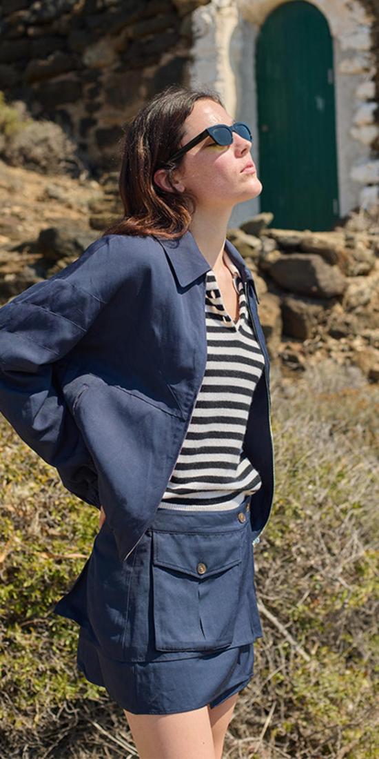  차오 루시아 숏 스커트 Ciao Lucia 오스카 트윌 미니 스커트 네이비 - CIAO LUCIA