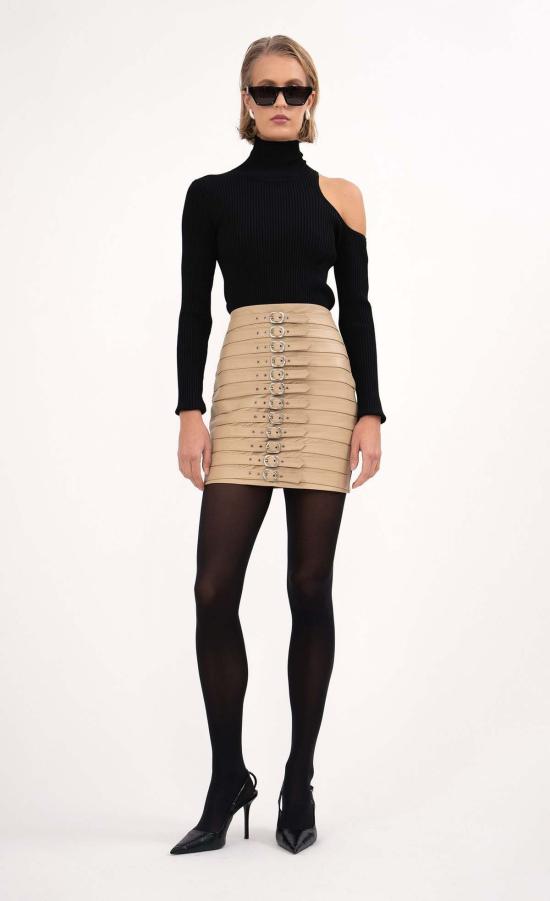  논살란트 레이블 숏 스커트 넌캐럴런트 라벨 엘린 스커트 샌드 - NONCHALANT LABEL