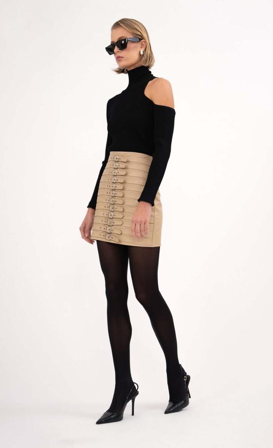  논살란트 레이블 숏 스커트 넌캐럴런트 라벨 엘린 스커트 샌드 - NONCHALANT LABEL