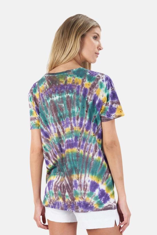  블루&크림 반팔 티셔츠 아이로  타이 다이 - BLUE&CREAM