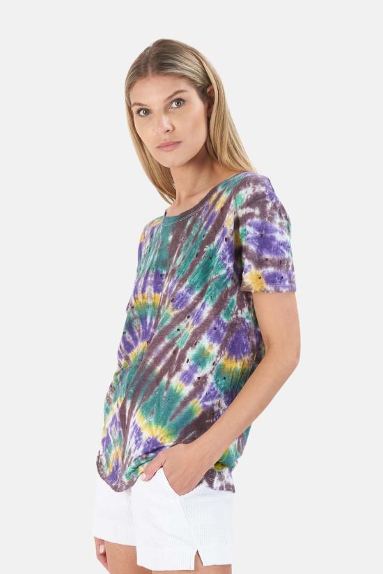  블루&크림 반팔 티셔츠 아이로  타이 다이 - BLUE&CREAM