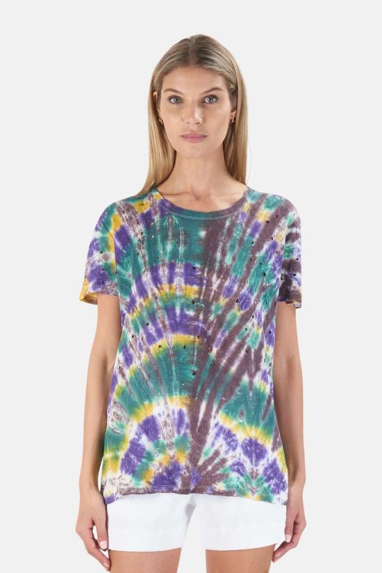  블루&크림 반팔 티셔츠 아이로  타이 다이