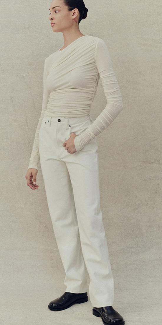  에이골디 데님 팬츠 Agolde 재활용 가죽 90년대 핀치 허리 레이스 - AGOLDE