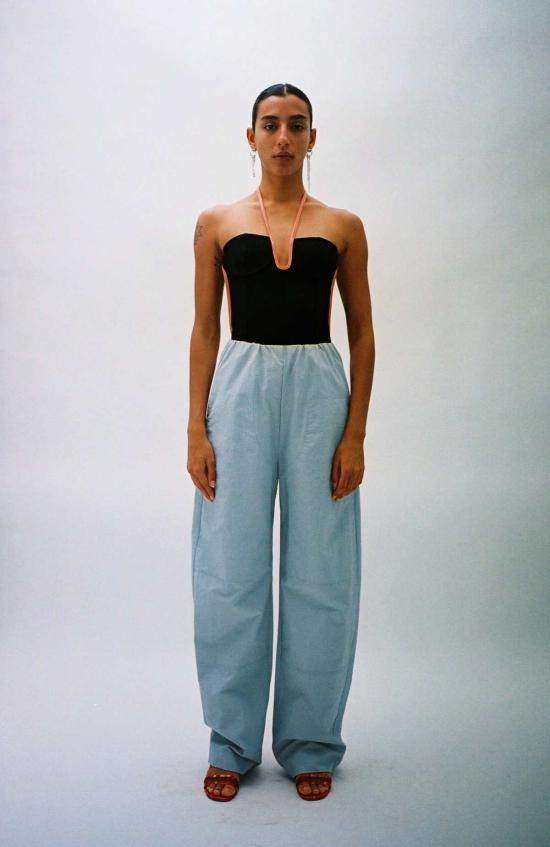  패리스 조지아 스트레이트 팬츠 파리 조지아 서브틀 코쿤 트랙 팬츠 블루 - PARIS GEORGIA