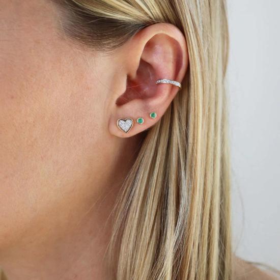  에리네스 이어링 에메랄드 베젤 세트 스터드 14K 옐로우 골드 - ERINESS