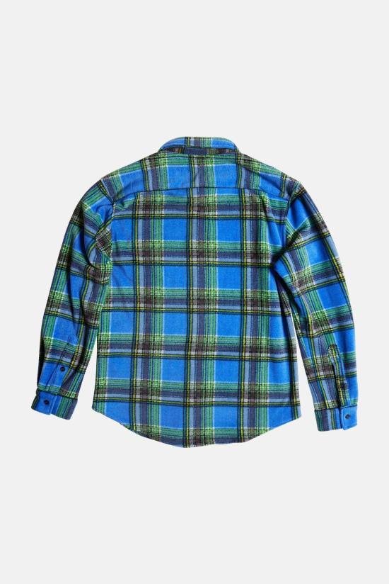  블루&크림 긴팔 셔츠 폴라 플리스 오버셔츠 블루 멀티 플레이드 - BLUE&CREAM