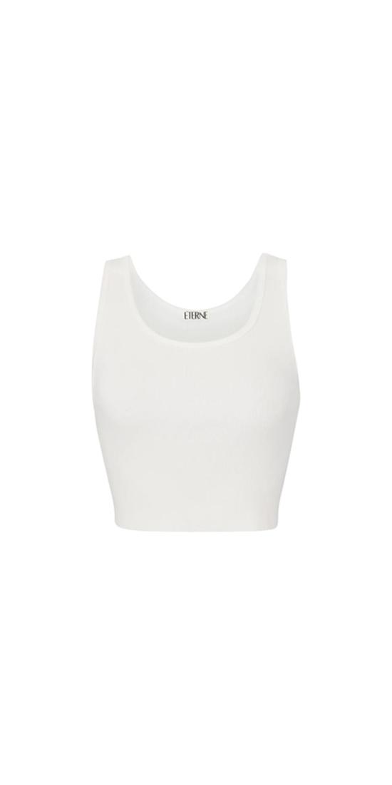  에태르네 민소매 티셔츠 에테르네 크롭드 스쿠프넥 탱크 아이보리 - ETERNE