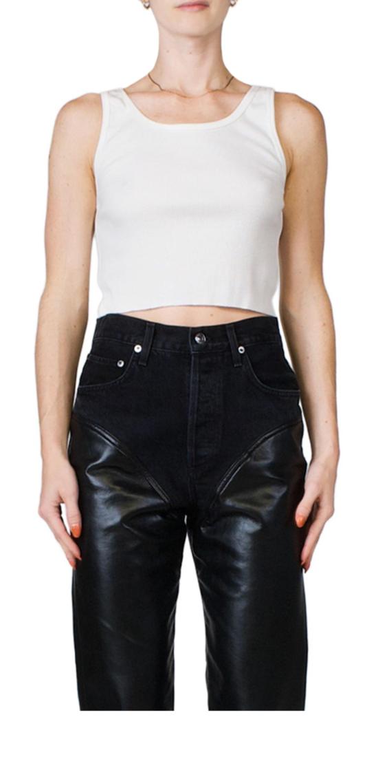  에태르네 민소매 티셔츠 에테르네 크롭드 스쿠프넥 탱크 아이보리