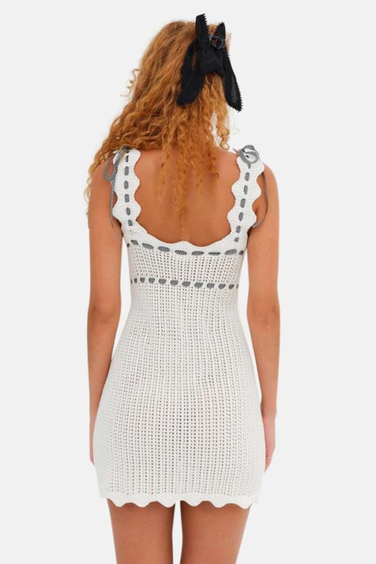  포러브앤레몬스 숏 원피스 For Love & Lemons Becka 미니 드레스 크림/블랙 - FOR LOVE & LEMONS