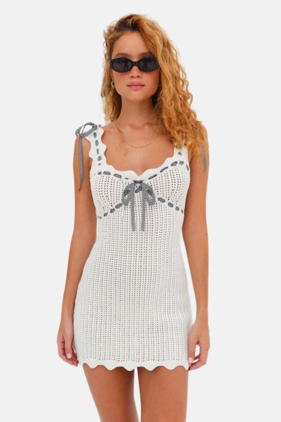  포러브앤레몬스 숏 원피스 For Love & Lemons Becka 미니 드레스 크림/블랙