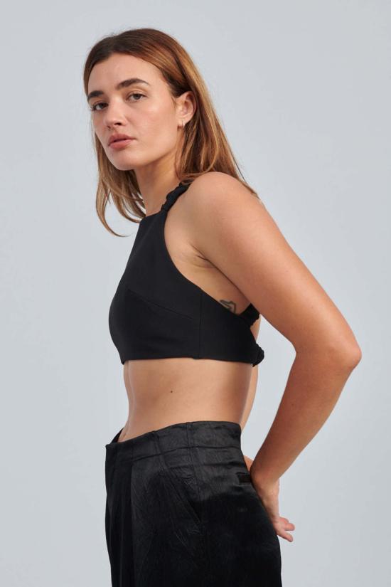  노미아 민소매 티셔츠 번지 스트랩 브랄렛 블랙 - NOMIA