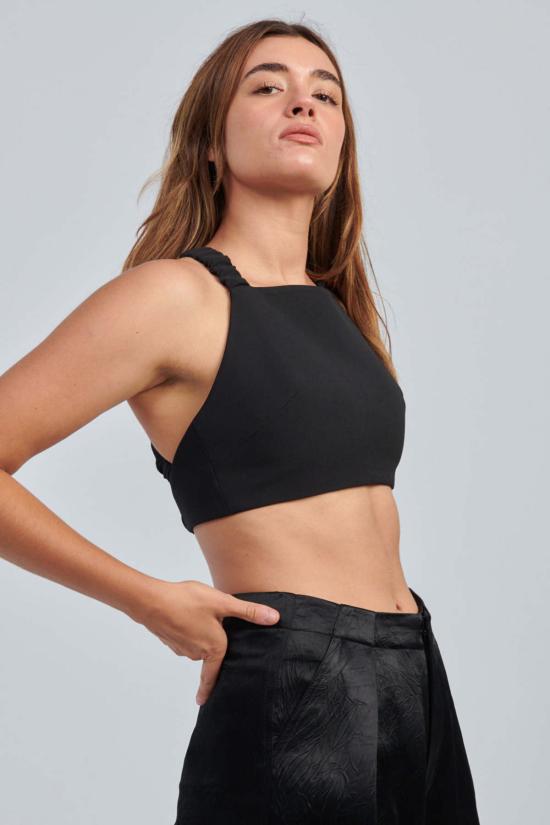  노미아 민소매 티셔츠 번지 스트랩 브랄렛 블랙