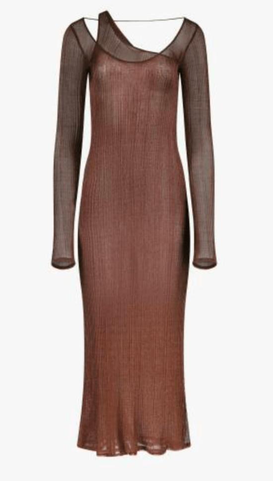  프리스카베라 롱 원피스 더블 레이어 맥시 드레스 브론즈 - PRISCAVERA