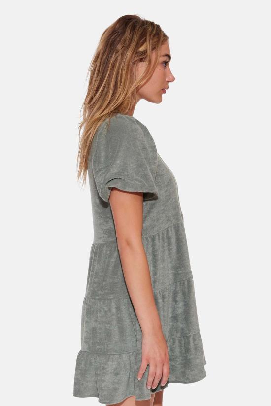  Blue&Cream 롱 원피스 블루&크림 스타시 풀 테리 티어드 드레스 카키 - BLUE&CREAM