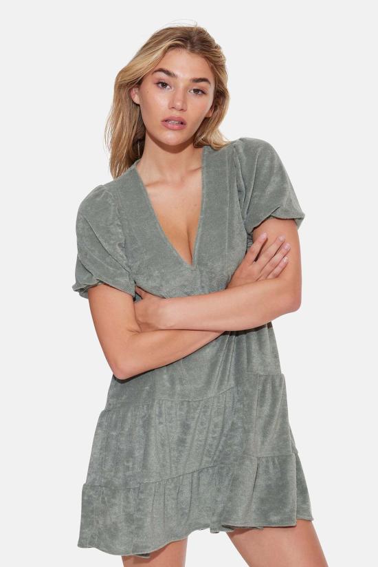  Blue&Cream 롱 원피스 블루&크림 스타시 풀 테리 티어드 드레스 카키