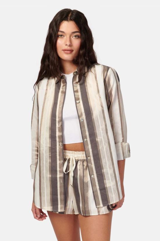  카미 뉴욕 반팔 티셔츠 카미 NYC 몰타 메탈릭 리넨  듄