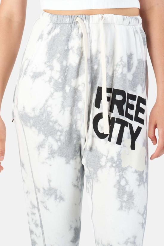  프리시티 스트레이트 팬츠 슈퍼블리치아웃 포켓 스웨트팬츠 화이트 스톰 - FREECITY