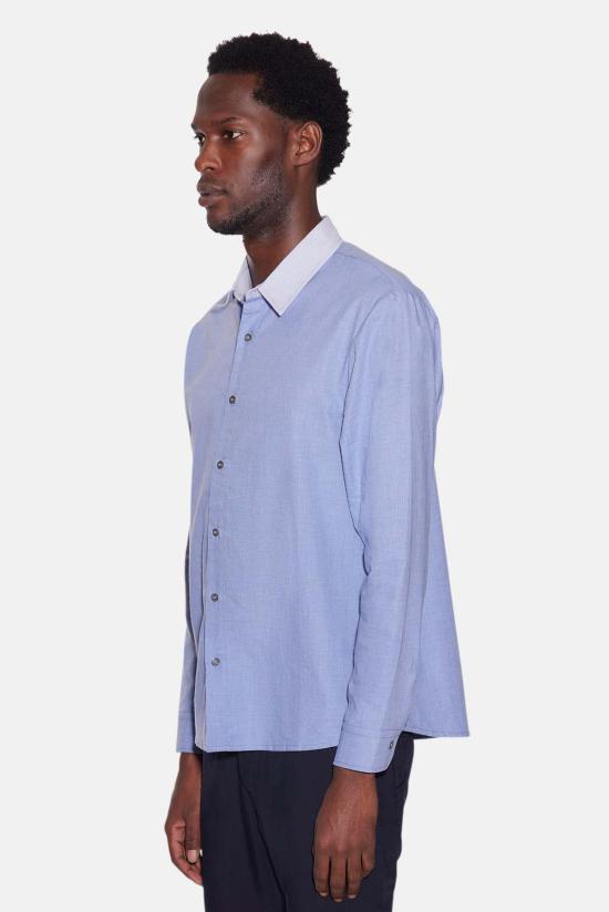  Blue&Cream 긴팔 셔츠 블루&크림 뉴먼 콤보  블루/라이트 데님 칼라 - BLUE&CREAM